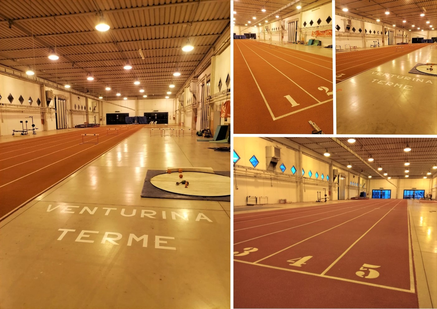 La nuova pista di atletica realizzata nei padiglioni fieristici