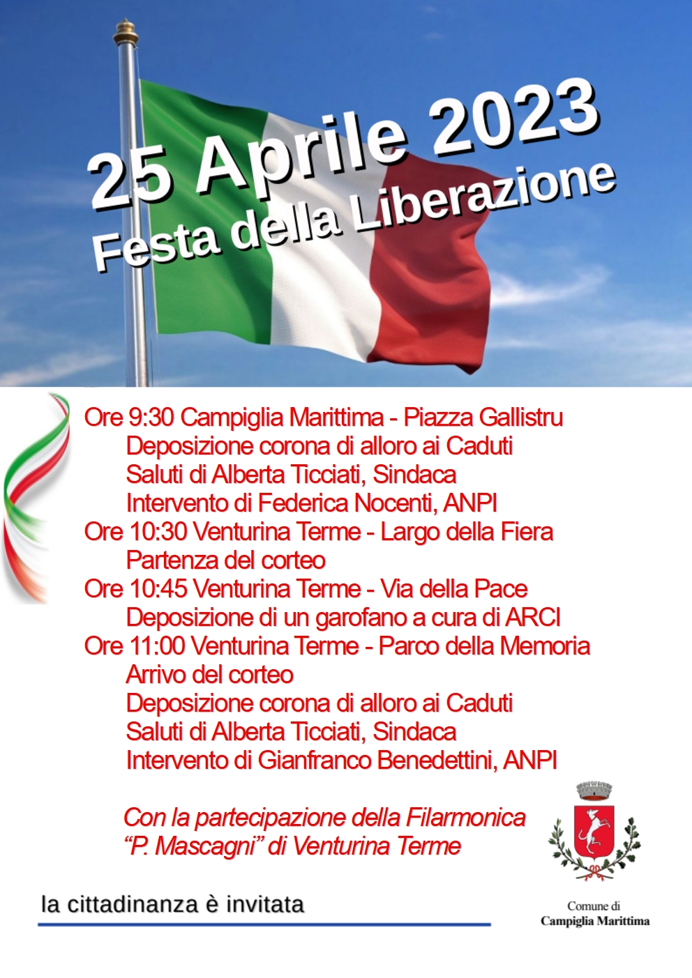locandina con programma del 25 aprile