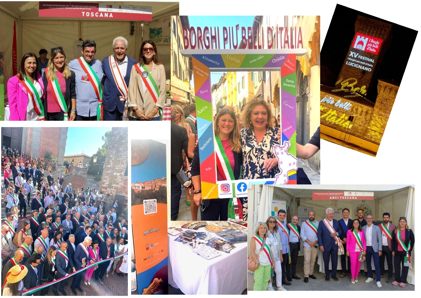 Collage di foto dei vari momenti del festival dei borghi a Lucignano