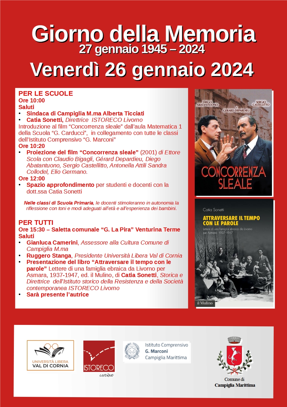 Giorno della memoria: il 26 gennaio con Istoreco Livorno e Unilibera
