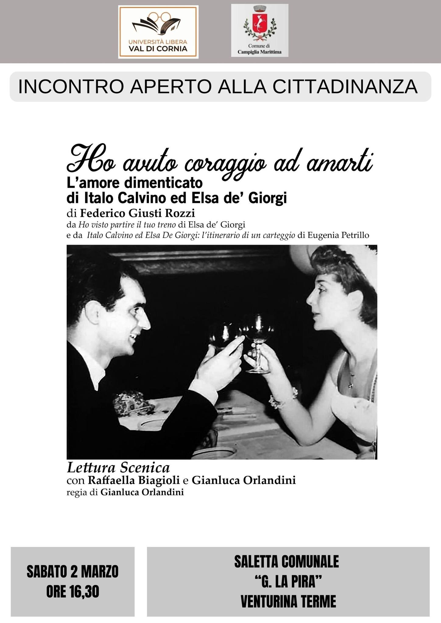 Gli incontri aperti di Unilibera: sabato 2 marzo lettura scenica su Italo Calvino