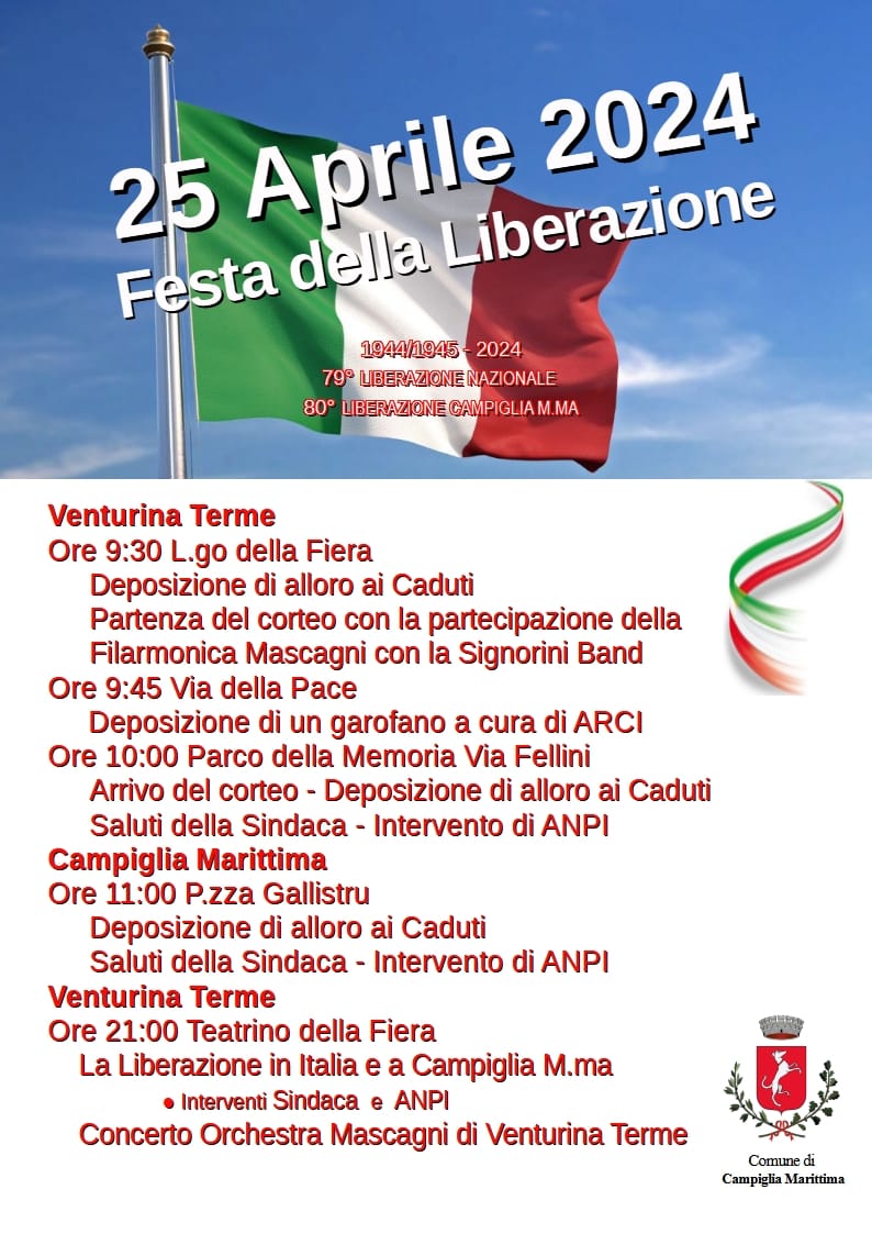 Le celebrazioni del 25 aprile nel Comune di Campiglia
