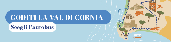 Banner slogan goditi la val di cornia scegli l'autobus