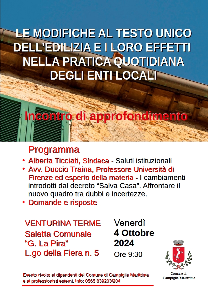 Saletta comunale piena e tanto interesse per l\'incontro sul Testo Unico dell\'Edilizia