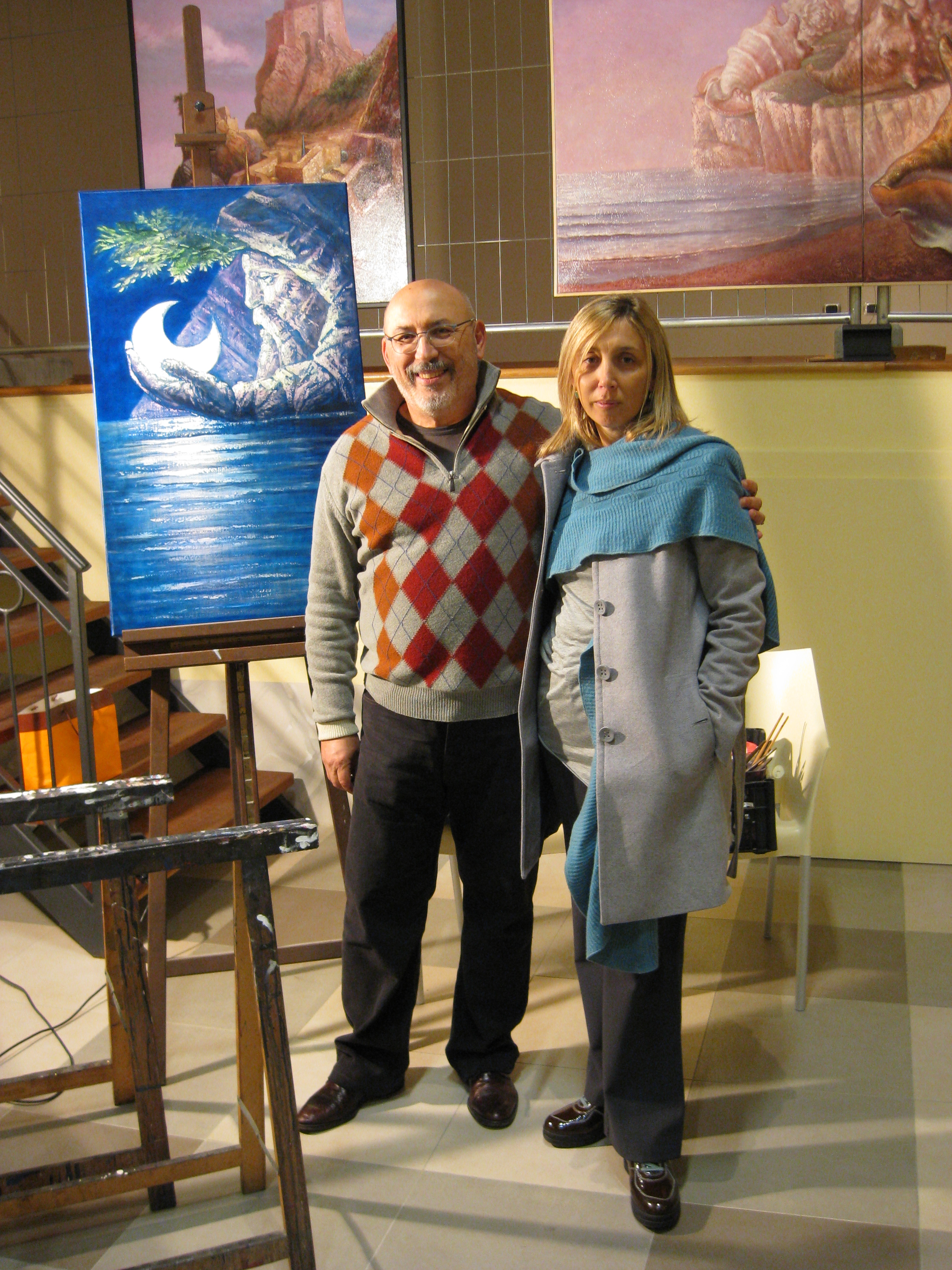 Arte in divenire: Giuggioli dipenge un quadro in diretta e lo dona al Comune.