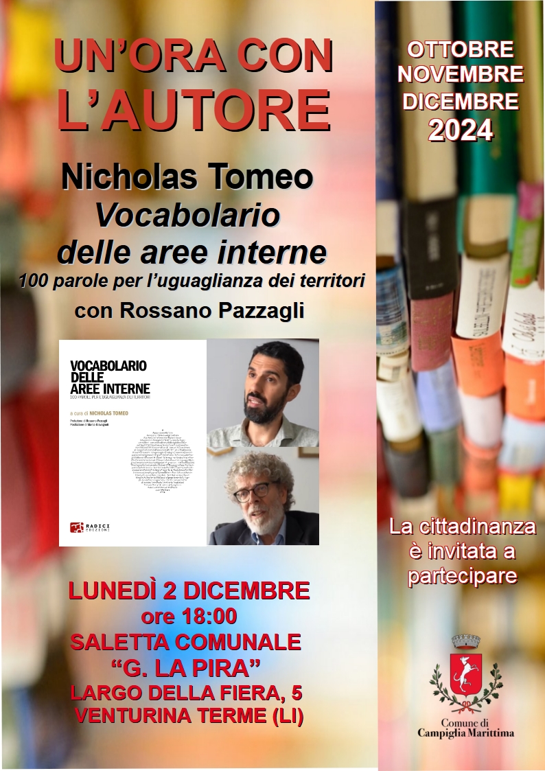 Incontri con l\'autore: il 2 dicembre appuntamento alla saletta comunale con Pazzagli e Tomeo