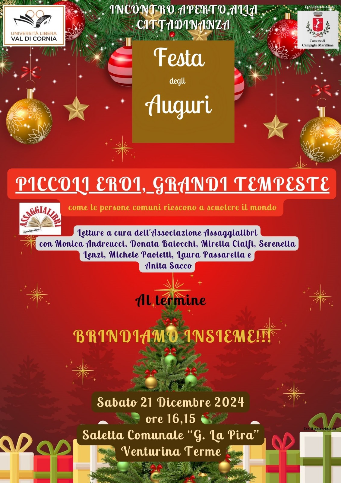 Locandina con albero di natale