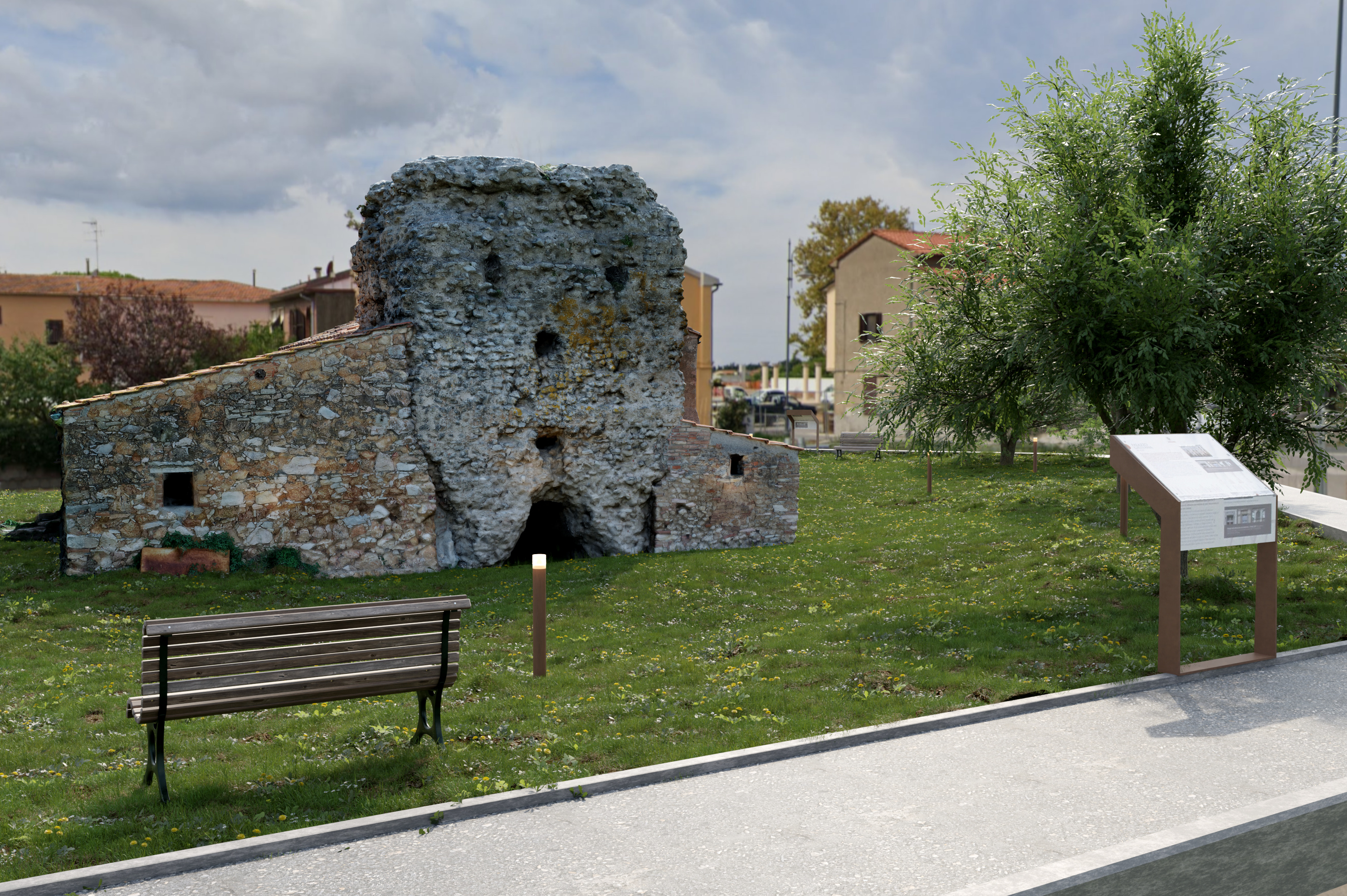 Rendering progettuale della sistemazione dell'area archeologica