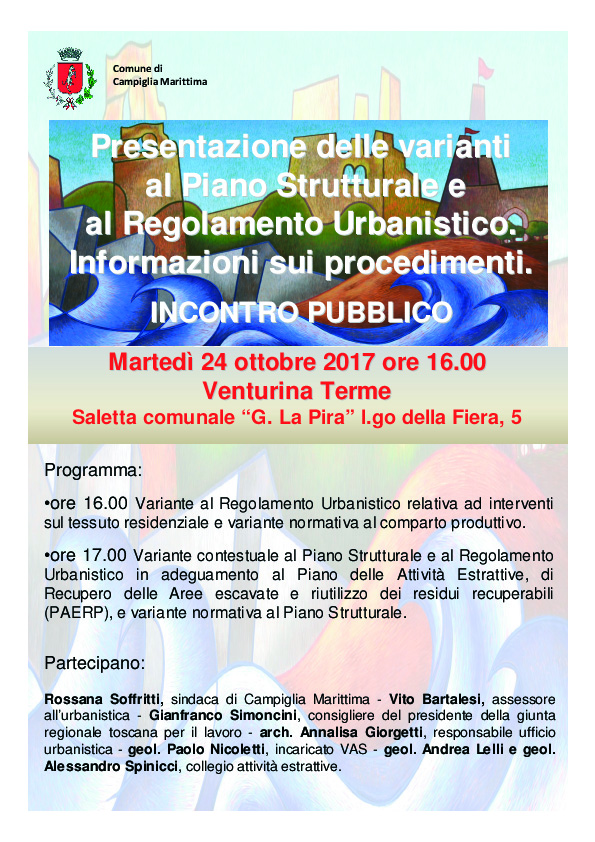 Incontro pubblico sulle varianti urbanistiche il 24 ottobre