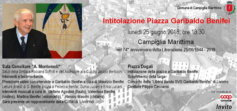 Luned&igrave; 25 l\'intitolazione di una piazza a Garibaldo Benifei